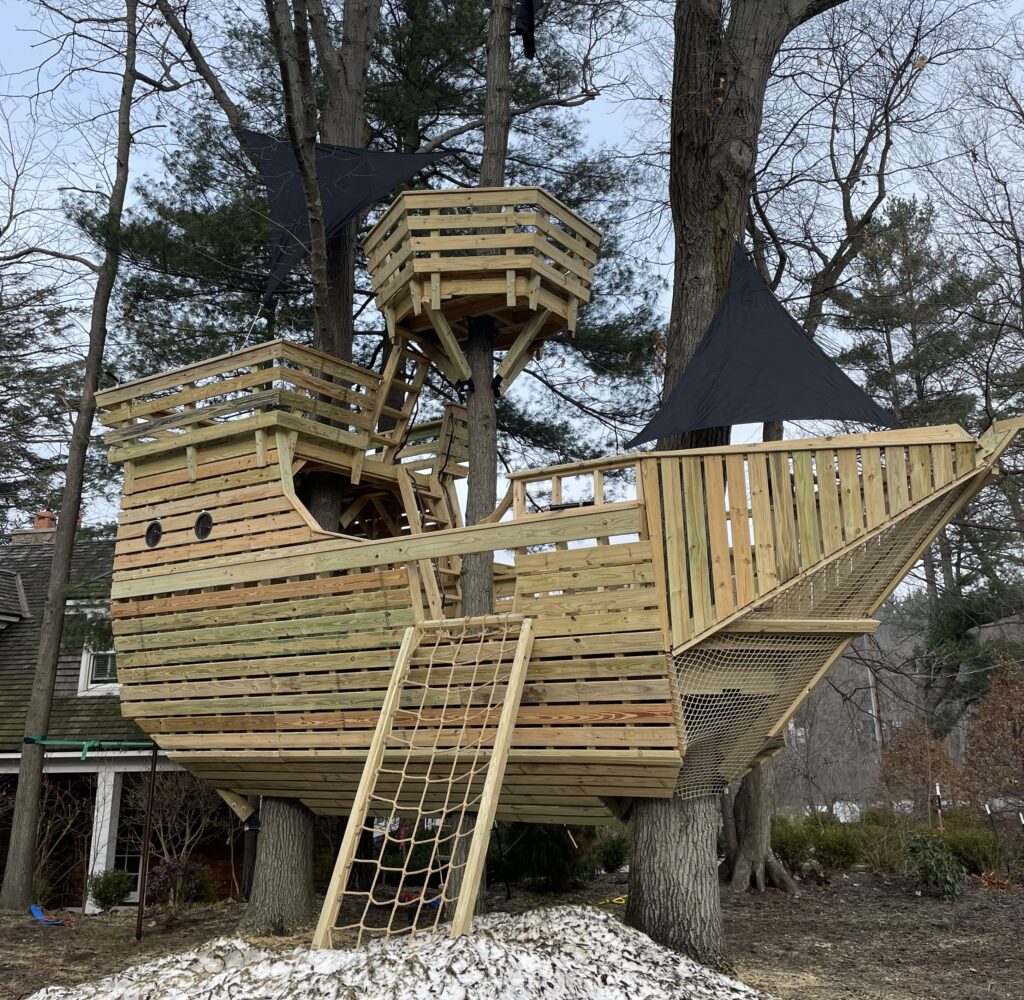 Tree House Raft Backyard Pirate Ship Treehouse - Tree Top Builders