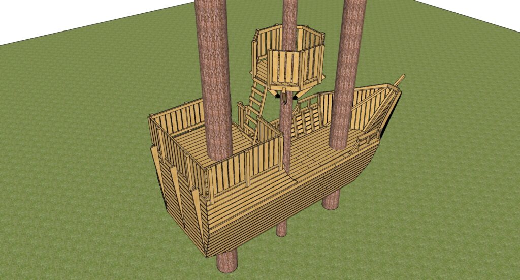 Tree House Raft Backyard Pirate Ship Treehouse - Tree Top Builders