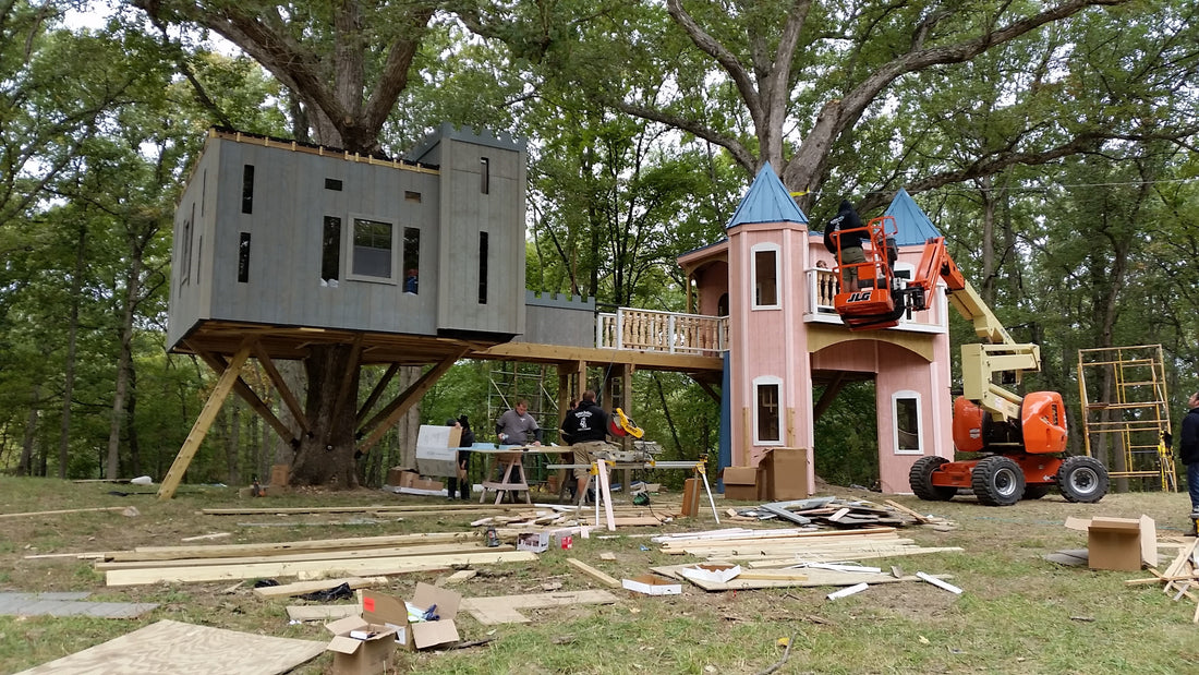 2 castle treehouses for the boys and girls to have their own castle ...